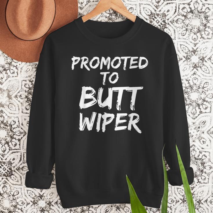 Fun New Dad Joke Baby Shower Gag Promoted To Butt Wiper Men Sweatshirt