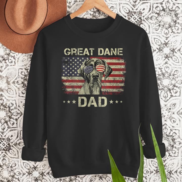Great Dane Dad Dog Lovers American Flag 4th Of July Men Sweatshirt