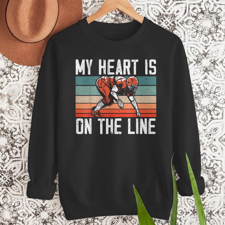 My Heart Is On The Line Football Mom Dad Offensive Lineman Men Sweatshirt