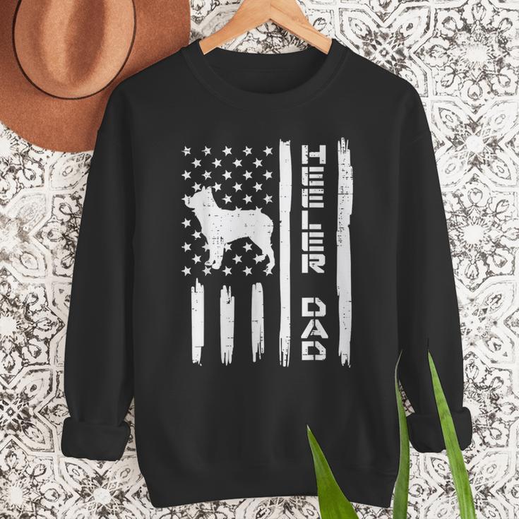 Heeler Dad Flag Vintage Blue Red Cattle Dog Patriot Men Men Sweatshirt