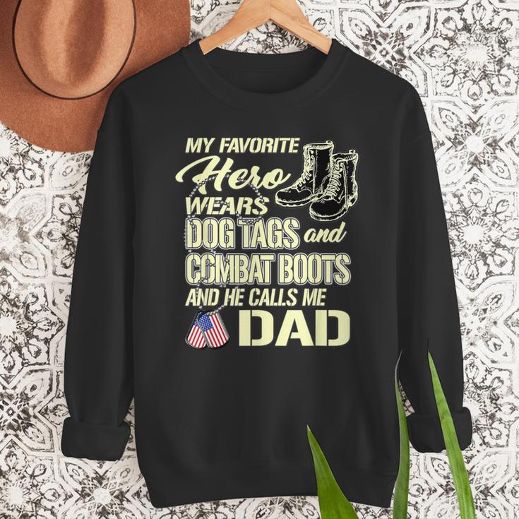 Hero Wears Dog Tags Combat Boots Proud Army Dad Father Men Sweatshirt