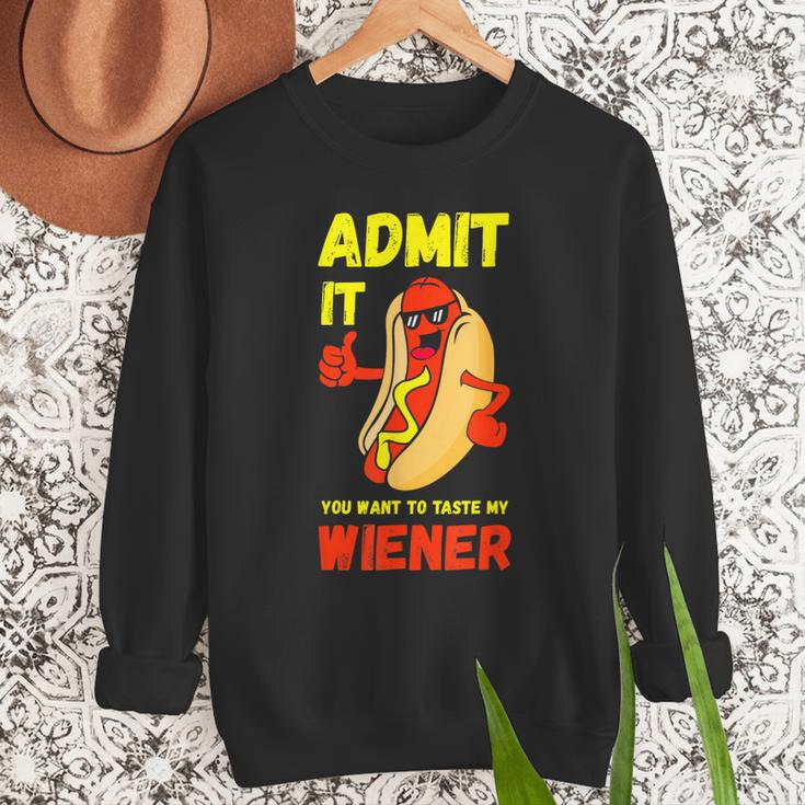Hilarious Hot Dog Dad Joke Text Pun Dirty Joke -Barbecue Men Sweatshirt