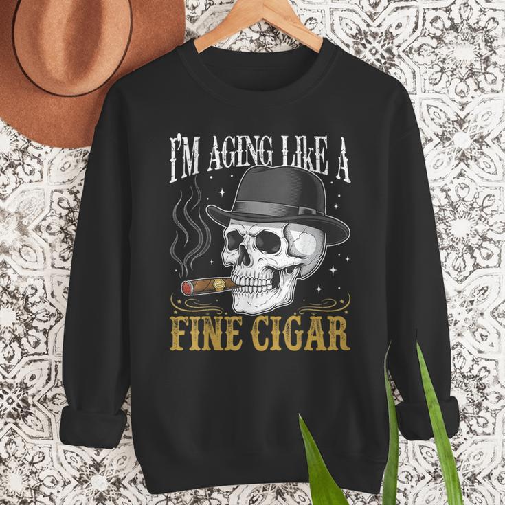 I'm Aging Like a Fine Cigar Skull Dad Retro Adult Men Sweatshirt
