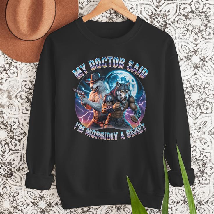 I'm A Beast Alpha Man Alpha Wolves Jokes Dad Papa Alpha Wolf Men Sweatshirt