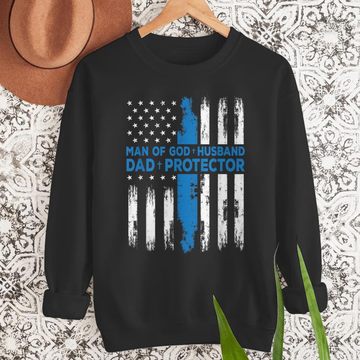 Jesus God Religious Man Of God Husband Dad Protector Men Sweatshirt