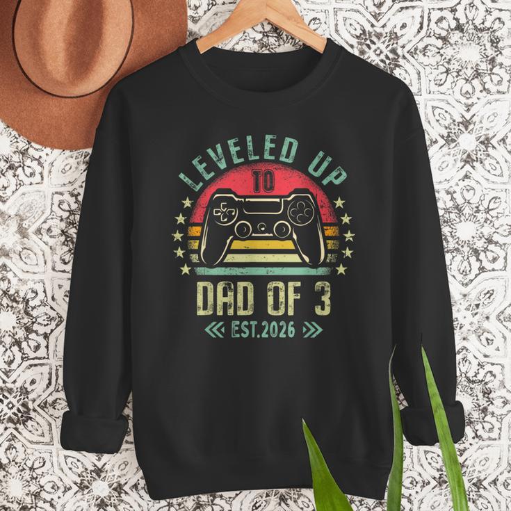 I Leveled Up To Dad Of 3 2026 Promoted To Dad Of Three Kids Men Sweatshirt