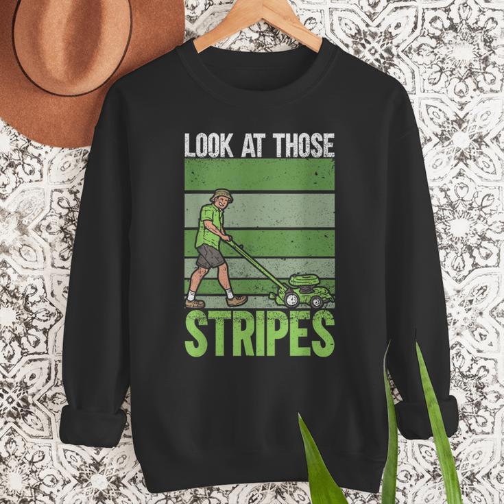 Look At Those Stripes Lawn Mowing Dad Lawn Mower Small Men Sweatshirt