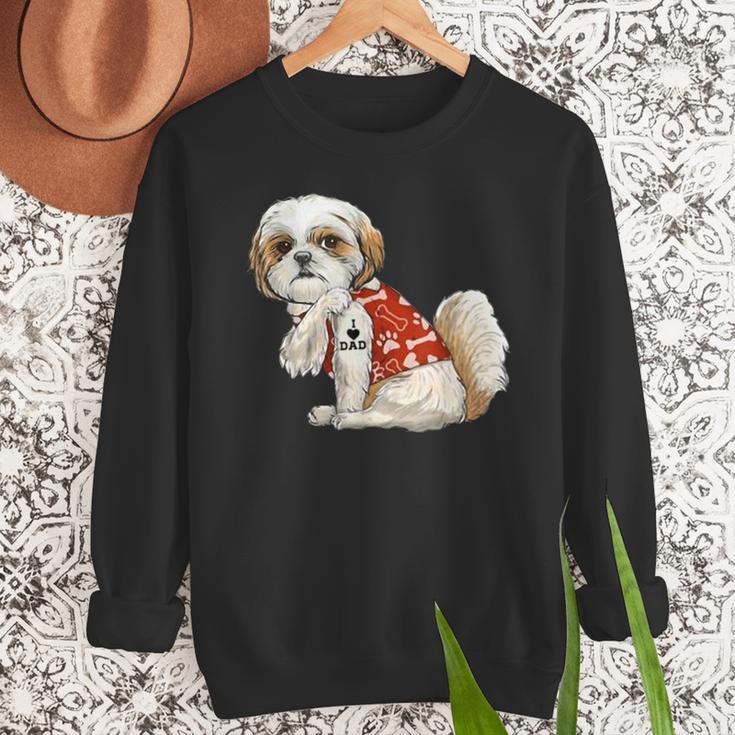 I Love Dad Tattoo Shih Tzu Dad Father's Day Men Sweatshirt