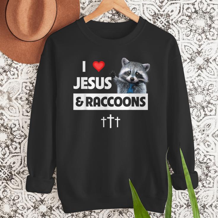 I Love Jesus And Raccoons Mom Dad Christian Love Jesus Bible Men Sweatshirt