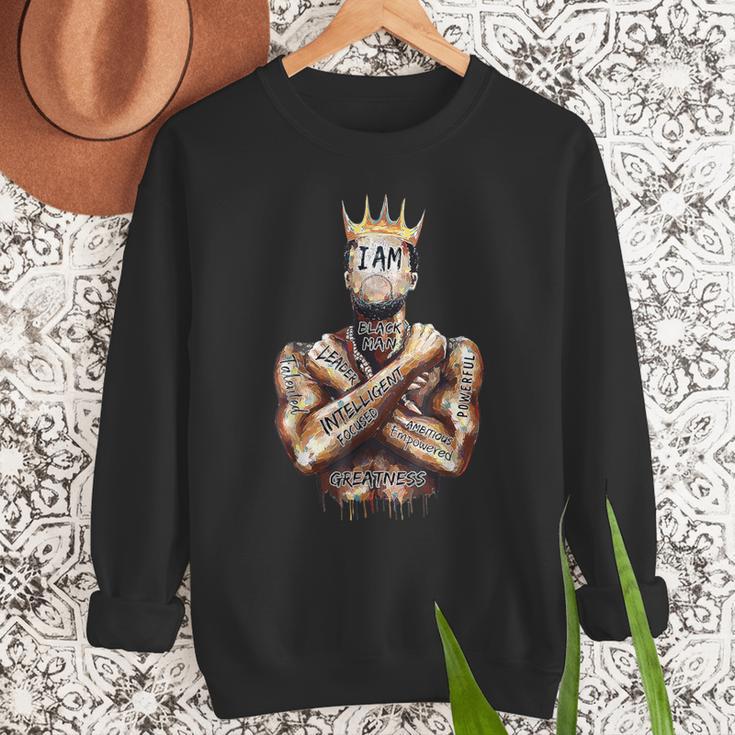 I Am Man King Powerful Dad Afro Melanin Black History Men Sweatshirt