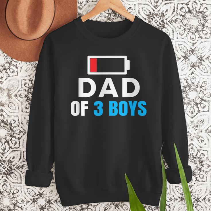 Matching Father's Day Low Battery Dad Of 3 Boys Men Sweatshirt
