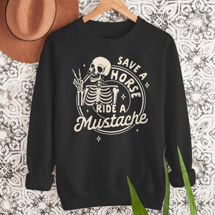 Mustache Dad Father’s Day Save A Horse Ride A Mustache Men Sweatshirt