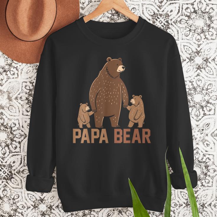 Papa Bear Dad Two Cubs Daddy Bear 2 Kids Father's Day Men Sweatshirt