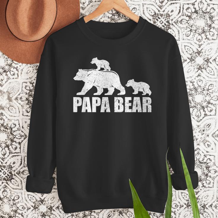 Papa Bear Two Cubs Shirt Daddy Bear Twin Tshirt Papa 2 Kids Men Sweatshirt