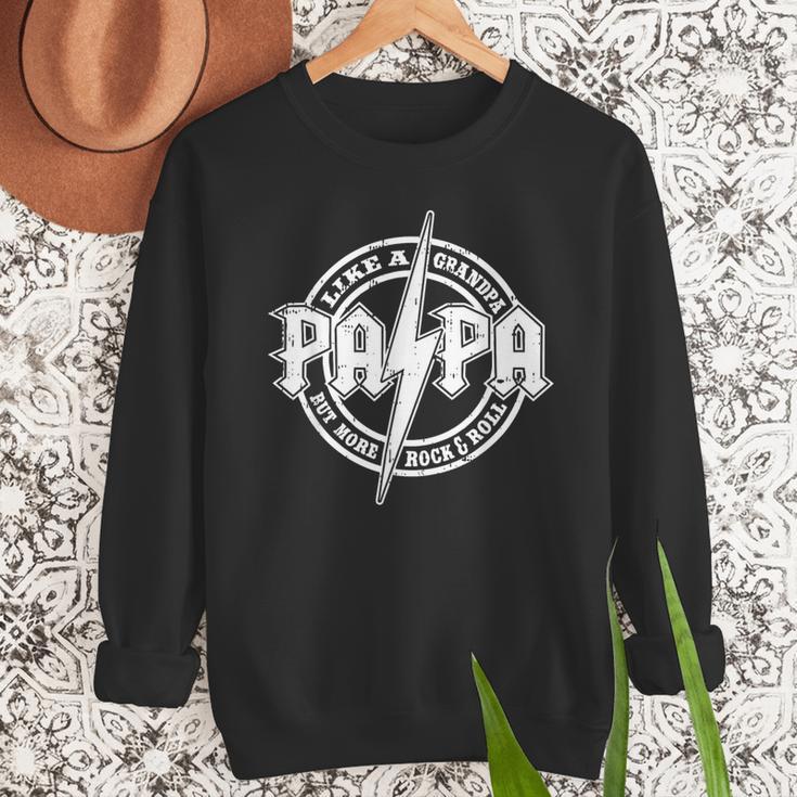 Papa Like A Grandpa Fathers Day Rocker Dad Rock Music Men Men Sweatshirt