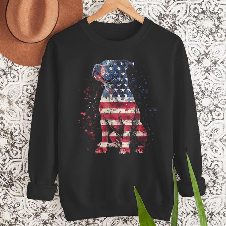 Patriotic Pitbull American Flag 4th Of July Dog Pitbull Dad Men Sweatshirt