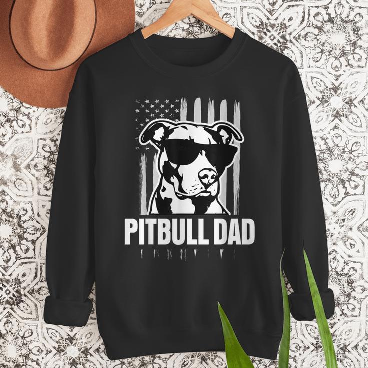 Pitbull Dad Men Pitbull Lover For Dog Dad American Flag Men Sweatshirt