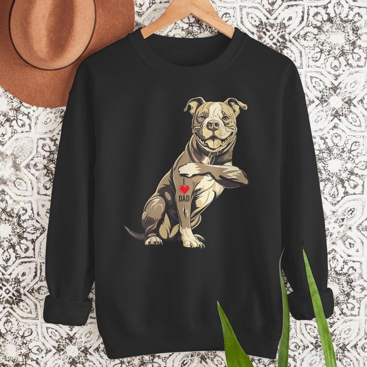 Pitbull I Love Dad Pit Bull Terrier Pettie Dog Owner Father Men Sweatshirt