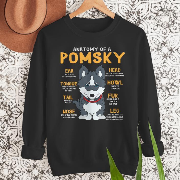 Pomsky Anatomy Dog Mom Dad Men Sweatshirt