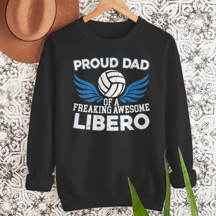 Proud Dad Of A Freaking Awesome Libero Volleyball Father Men Sweatshirt