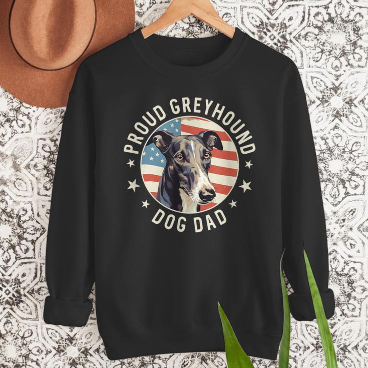 Proud Greyhound Dad American Flag Patriotic Greyhound Dad Men Sweatshirt