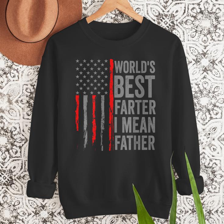 Retro Dad World's Best Farter I Mean Father Vintage Flag Usa Men Sweatshirt