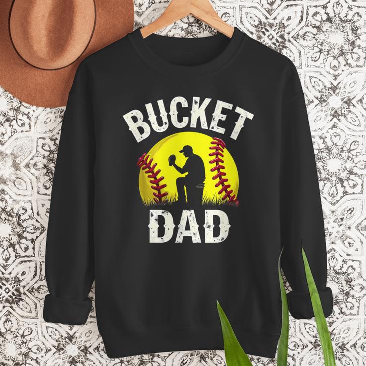 Retro Daddy Bucket Dad Softball Girl Men Sweatshirt Retro Daddy Bucket Dad Softball Girl Men Sweatshirt