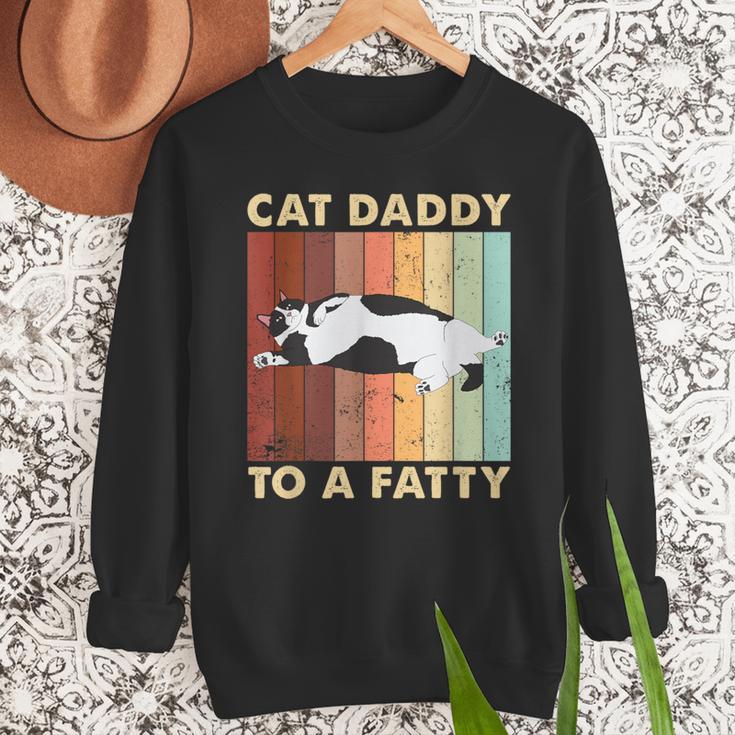 Retro Fat Chonk Dad Tee Cat Daddy To A Fatty Men Sweatshirt