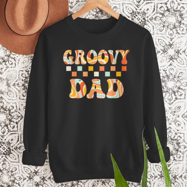 Retro Groovy Dad Matching Family 1st Birthday Party Men Sweatshirt