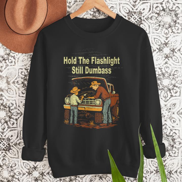 Retro Hold The Flashlight Still Dumbass Car Fixing Dad Son Men Sweatshirt