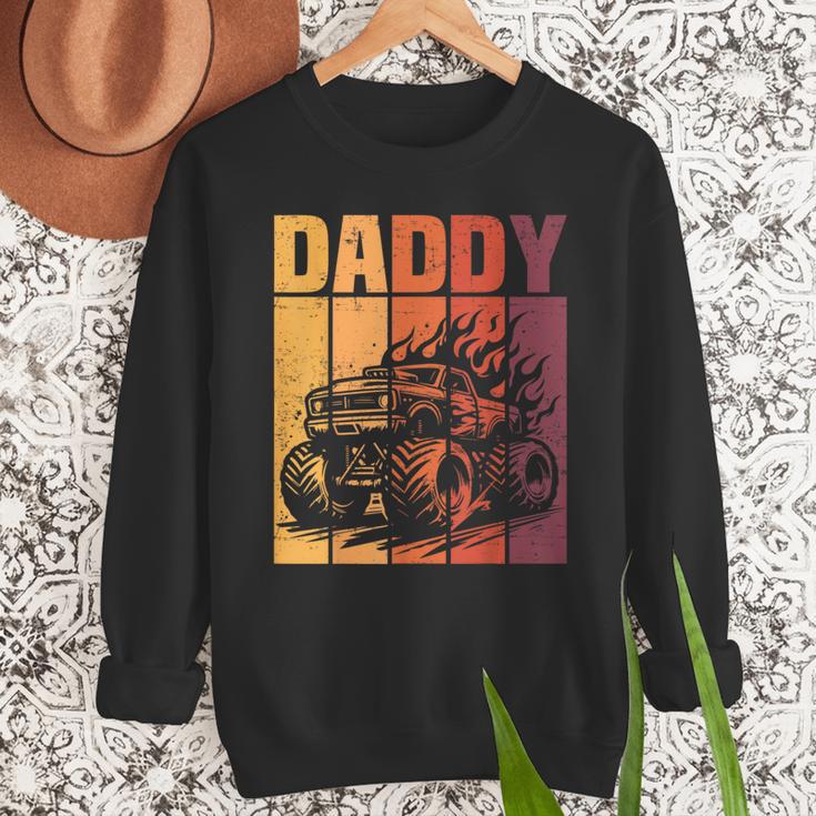 Retro Monster Truck Daddy Matching Family Birthday Party Men Sweatshirt