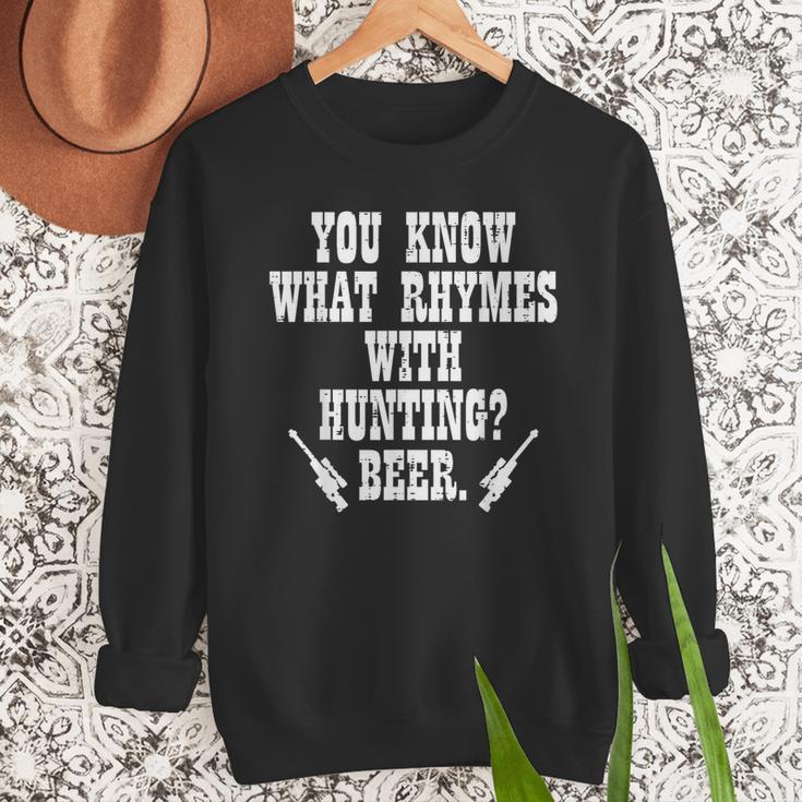 What Rhymes With Hunting Deer Hunter Dad Grandpa Men Men Sweatshirt