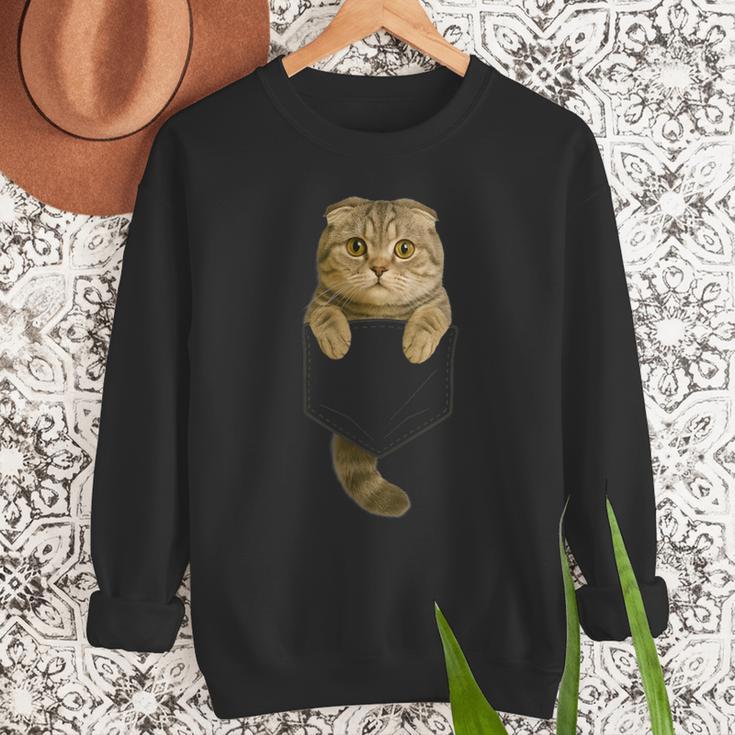 Scottish Fold Cat Pocket Cat Mom Cat Dad Cat Lover Men Sweatshirt