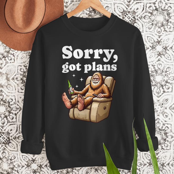 Sorry Got Plans Bigfoot Dad Humor Sasquatch Sayings Men Sweatshirt