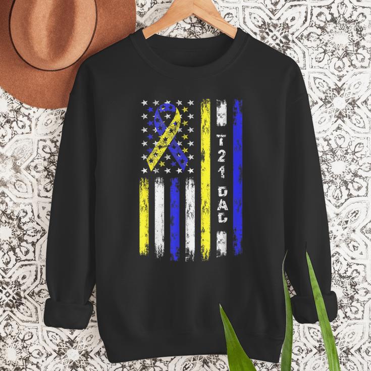 T21 Dad American Flag Down Syndrome Awareness Men Sweatshirt T21 Dad American Flag Down Syndrome Awareness Men Sweatshirt