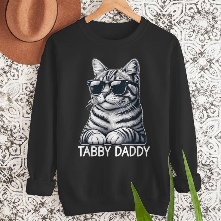 Tabby Daddy Cat Dad Graphic Grey Tabby Cat Lover Men Sweatshirt