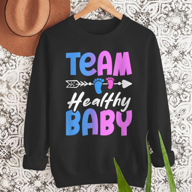 Team Healthy Baby Gender Reveal Pregnancy Mom Dad Men Sweatshirt