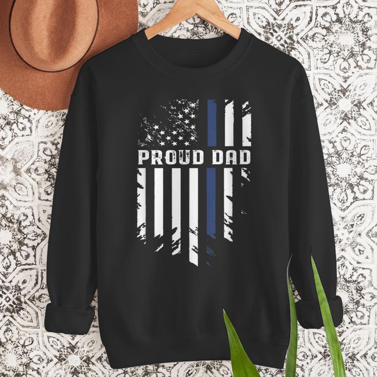 Thin Blue Line Proud Dad Police Family T-Shirt Men Sweatshirt