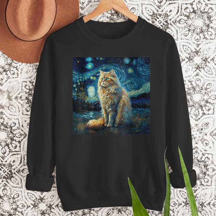 Van Gogh Starry Night Cat For Cat Lover Cat Mom And Cat Dad Men Sweatshirt
