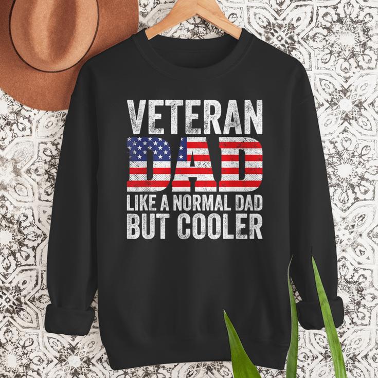 Veteran Dad Like A Normal Dad But Cooler American Flag Men Sweatshirt