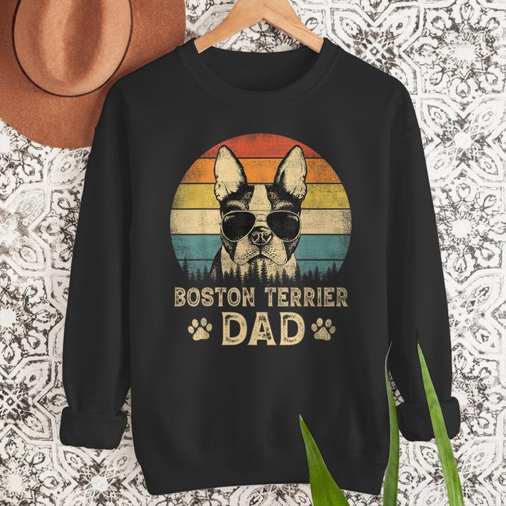 Vintage Boston Terrier Dad Dog Lovers Father's Day Tee Men Sweatshirt