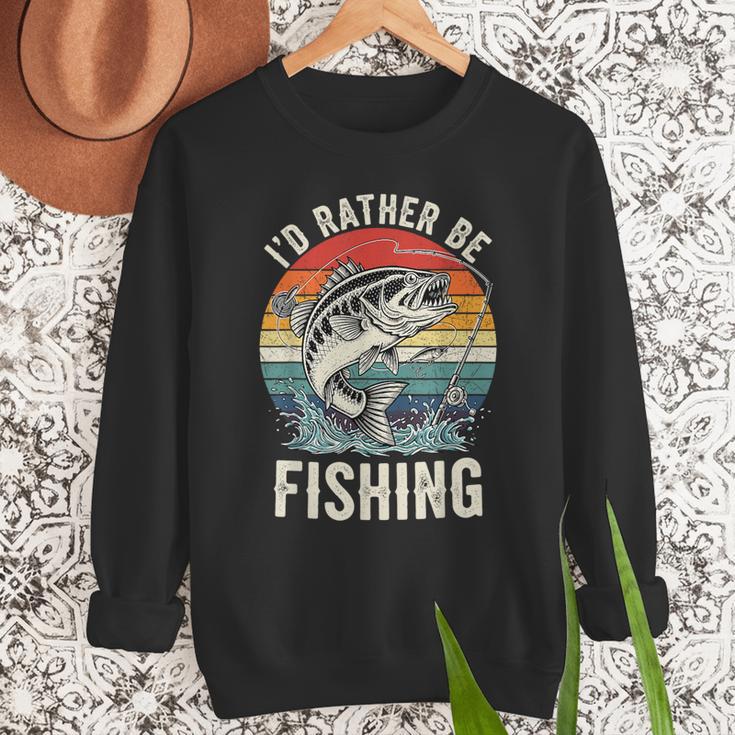 Vintage I'd Rather Be Fishing Graphic Bass Dad Boy Men Men Sweatshirt