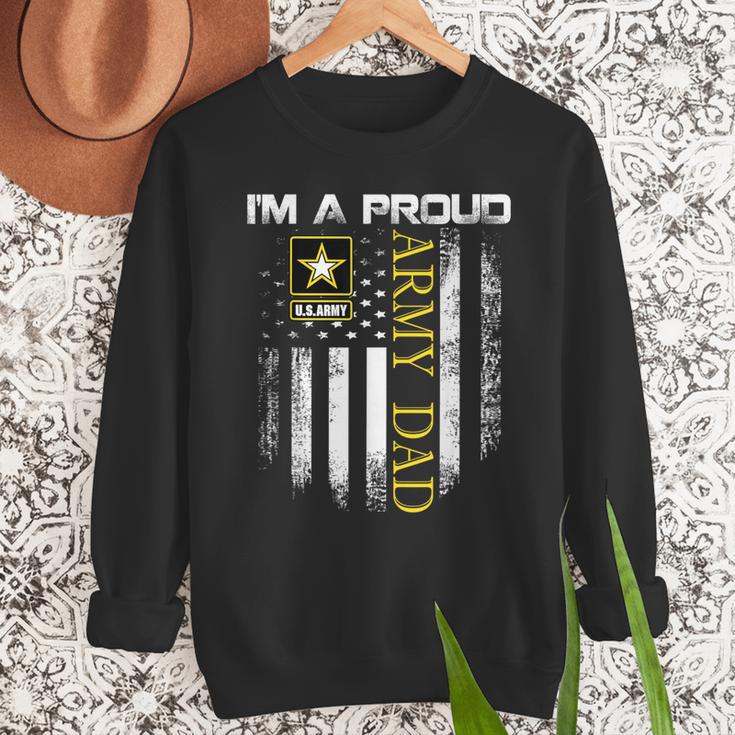 Vintage I'm A Proud Army Dad With American Flag Men Sweatshirt