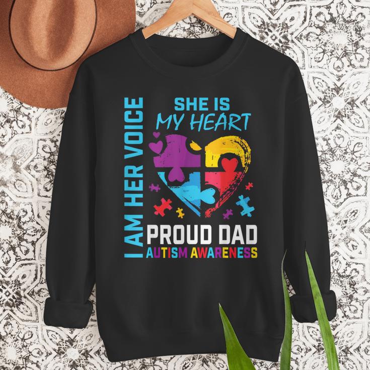 I Am Her Voice She Is My Heart Autism Awareness Daughter Dad Men Sweatshirt
