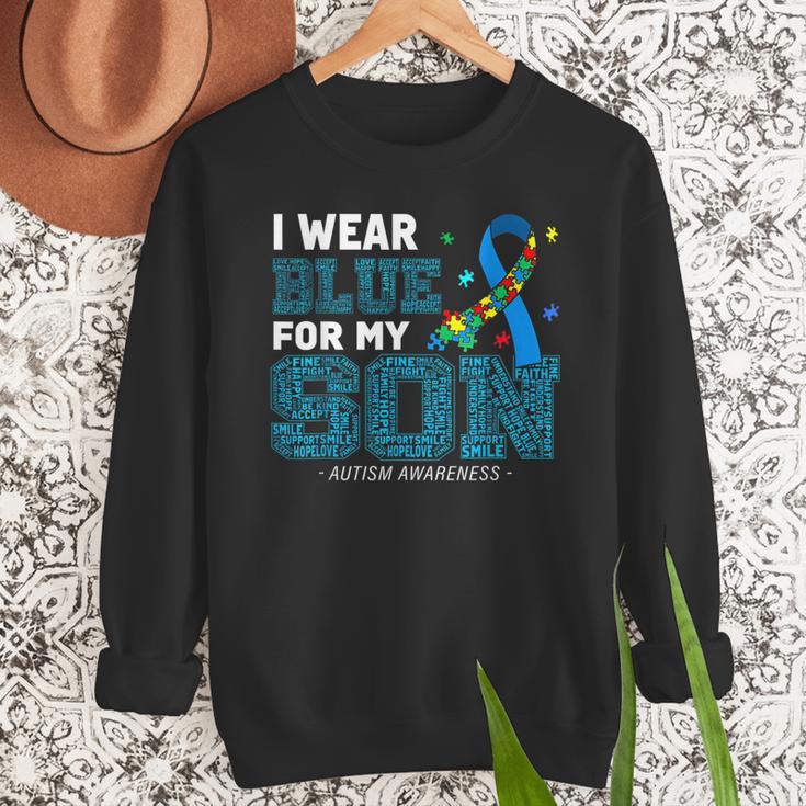 I Wear Blue For My Son Autism Awareness Mom Dad Parents Men Sweatshirt