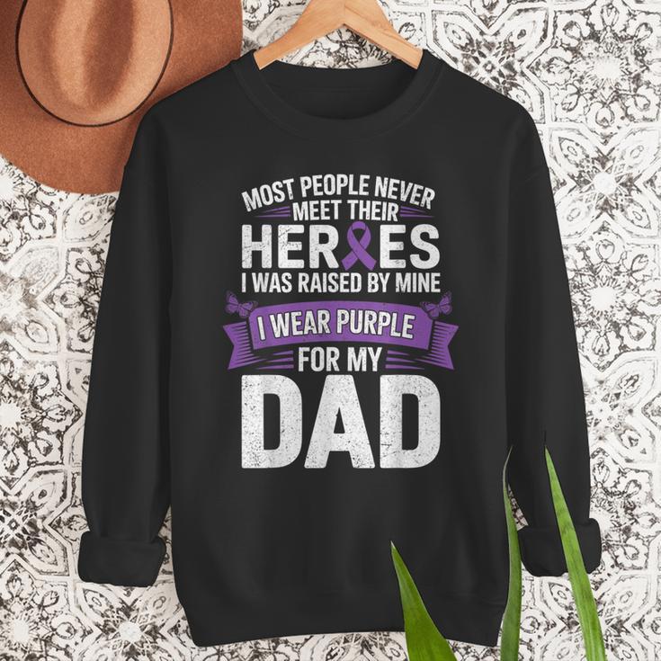 I Wear Purple For My Dad Pancreatic Cancer Support Men Sweatshirt