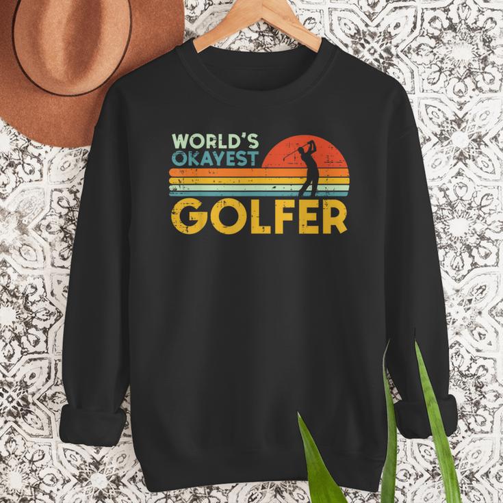 Worlds Okayest Golfer Retro Golf Joke Dad Men Women Kids Men Sweatshirt