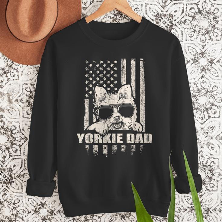 Yorkie Dad Cool Vintage Retro Proud American Men Sweatshirt