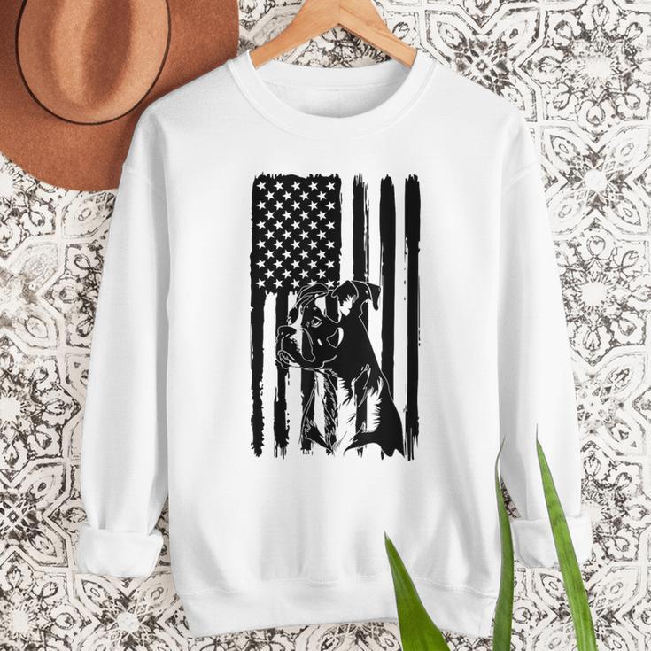 American Flag USA Patriot Boxer Dog Dad Men Sweatshirt