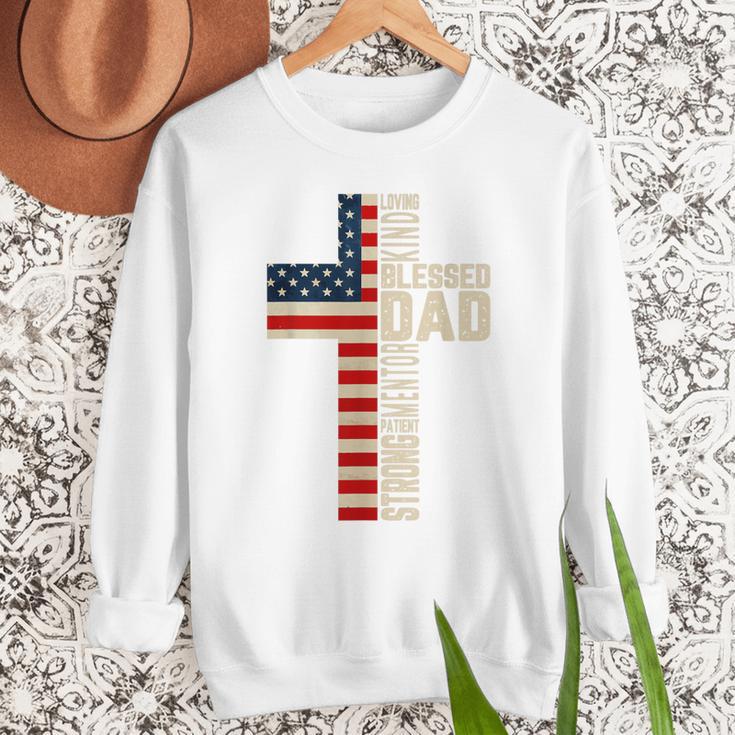 Blessed Dad Christian From Daughter Son Jesus Patriotic Men Sweatshirt